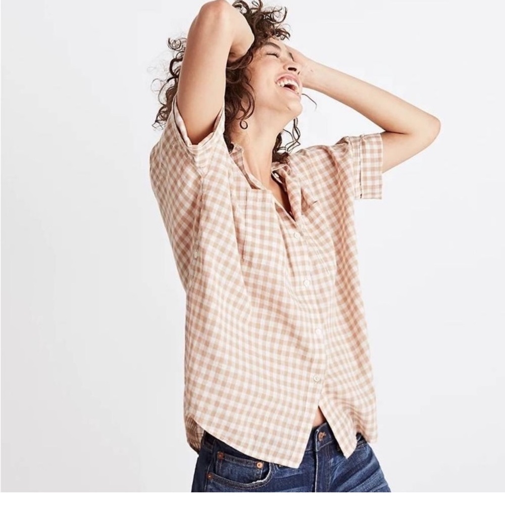 Madewell courier side button shirt in gingham check oversized